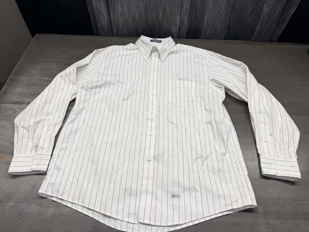 Enro Pima Pin Point Oxford Mens 17-35 White Red Stripe Shirt